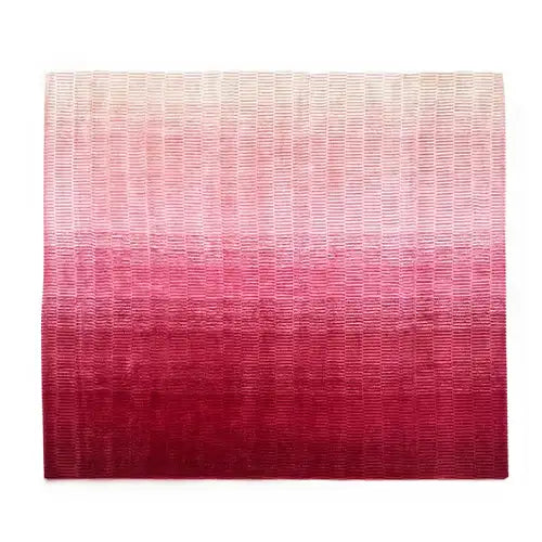 7x7 ft square rug in modern pink ombre wool design