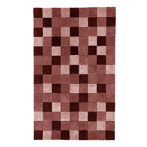 burgundy checkered durable wool rug perfect for kitchens, dining areas and more