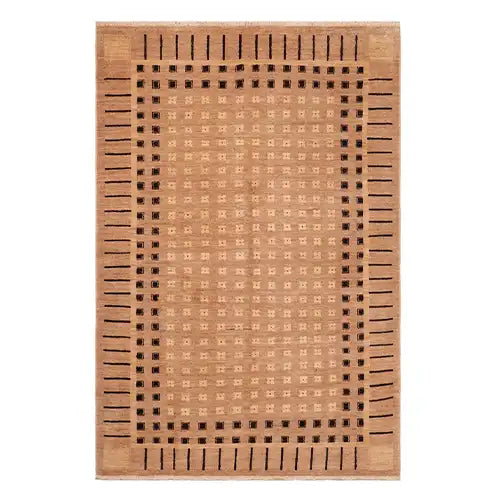 9x11 large wool area rug in mid century modern design