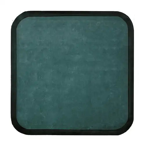 teal square hand tufted wool rug with modern curved edge design