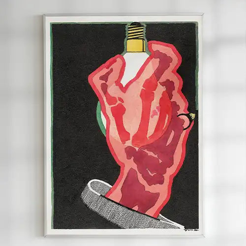 red and black graphic art print