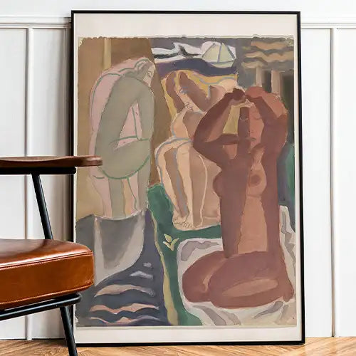 brown vintage painting art print