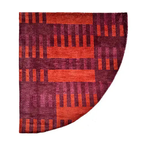 geometric corner rug for nooks quarter circle irregular shape