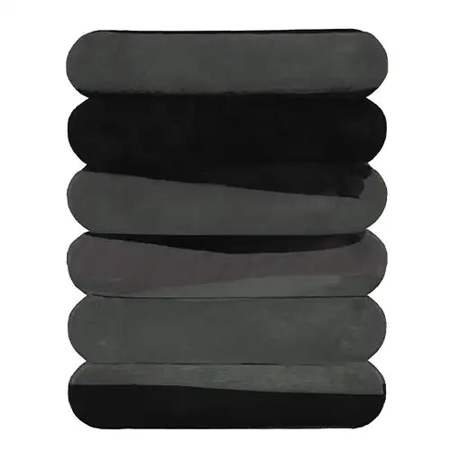modern gray and black scalloped wool rug