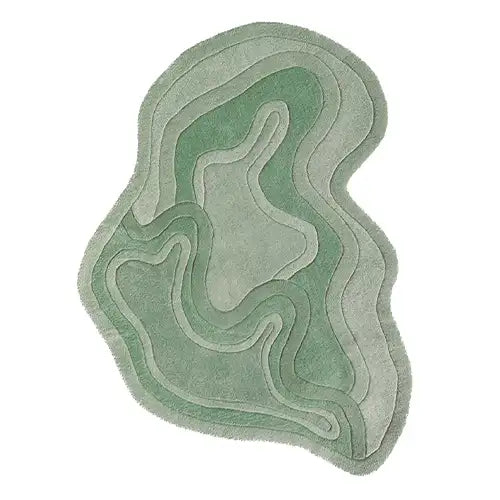 modern sage green area rug in organic abstract shape
