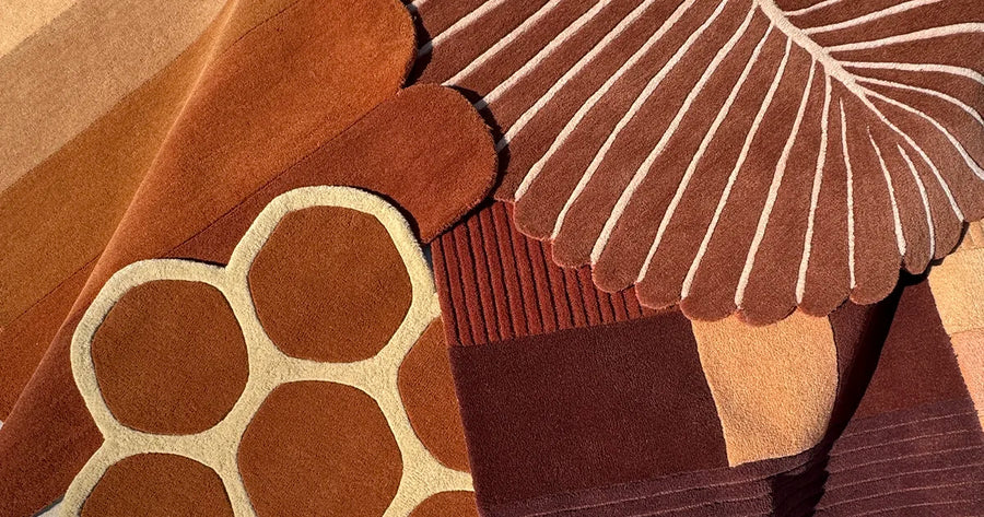 nature inspired wool rugs in warm earth tones