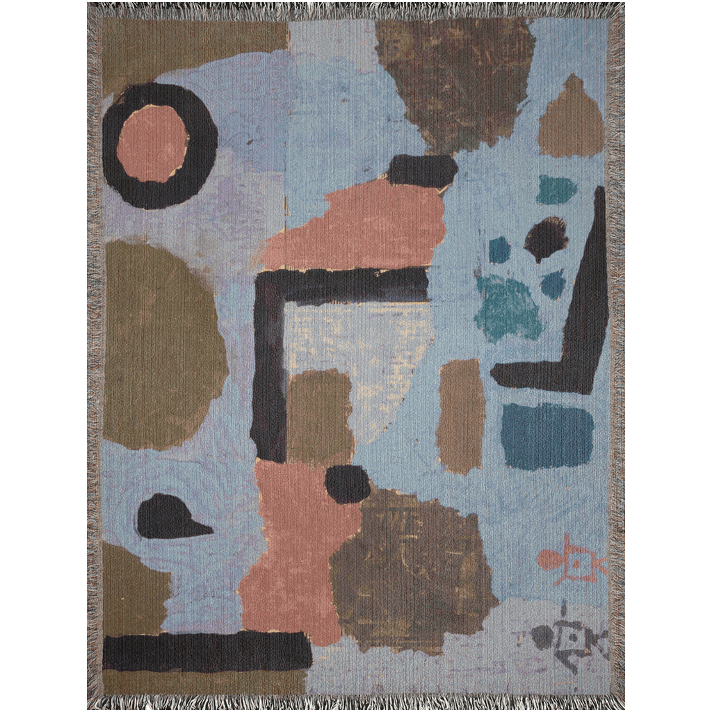 Paul Klee Blue Woven Throw Blanket, Cotton Abstract Blanket For Couch, Bed, Wall