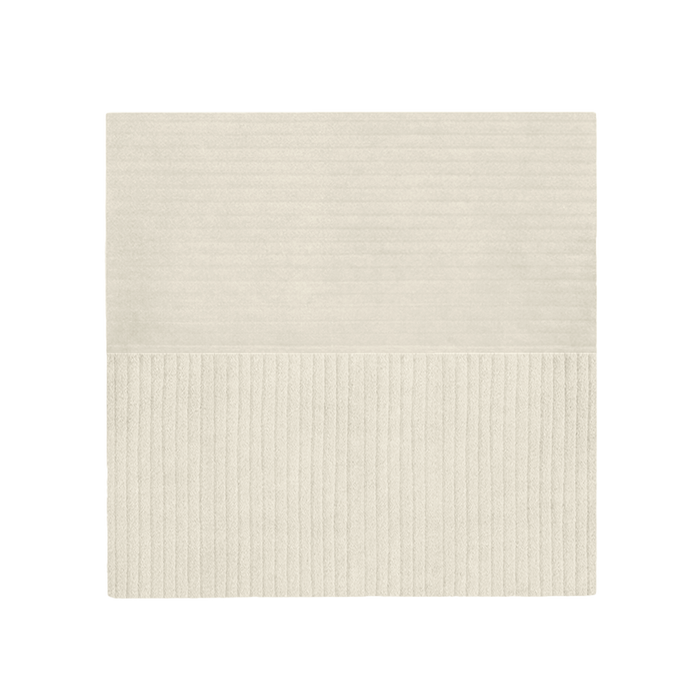 Beige rug with a ribbed texture on a white background