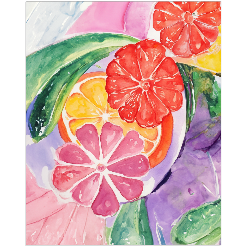 Abstract watercolor painting of fruits and vegetables - In The Garden by Cassie Dagostino