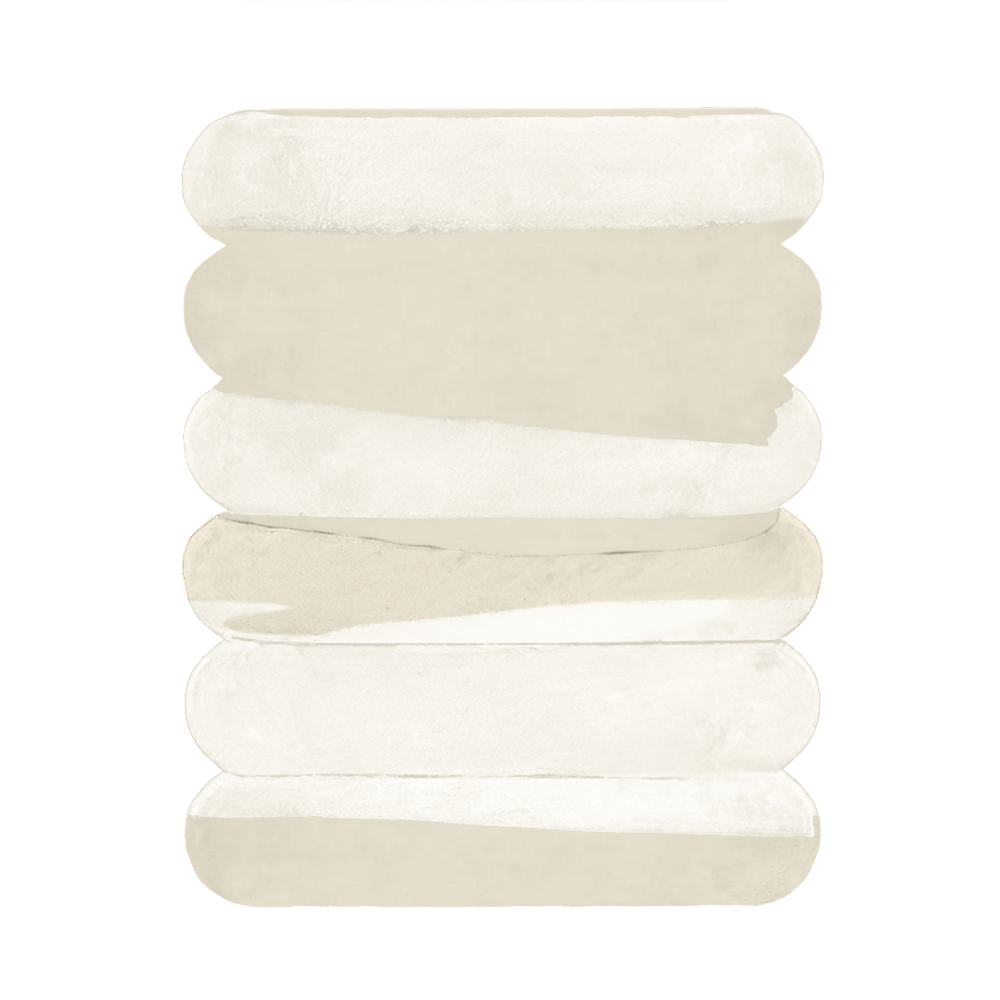 Minimalist cream wool rug with sculpted stacked stripe pattern, modern neutral area rug