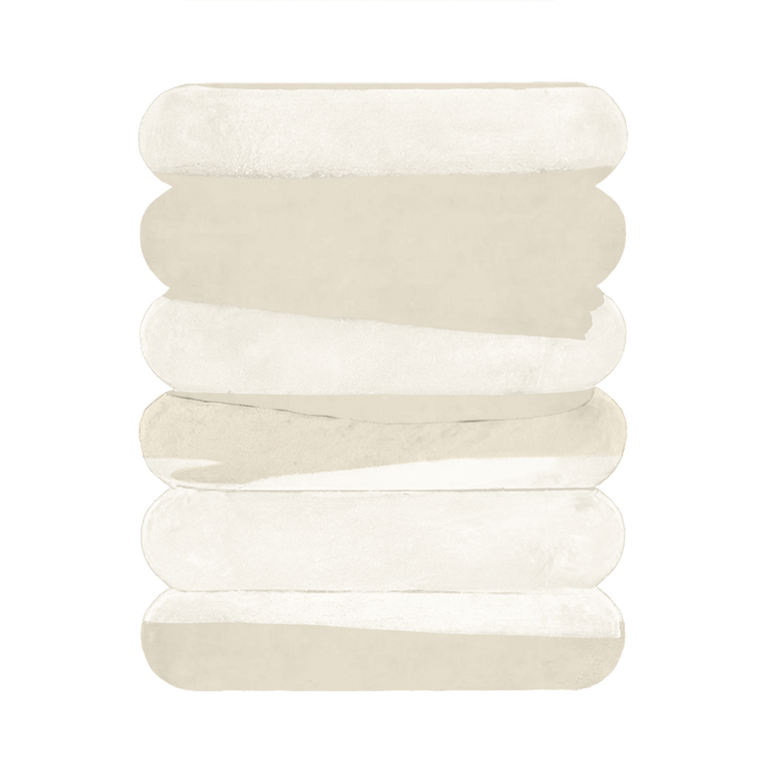 Minimalist cream wool rug with sculpted stacked stripe pattern, modern neutral area rug