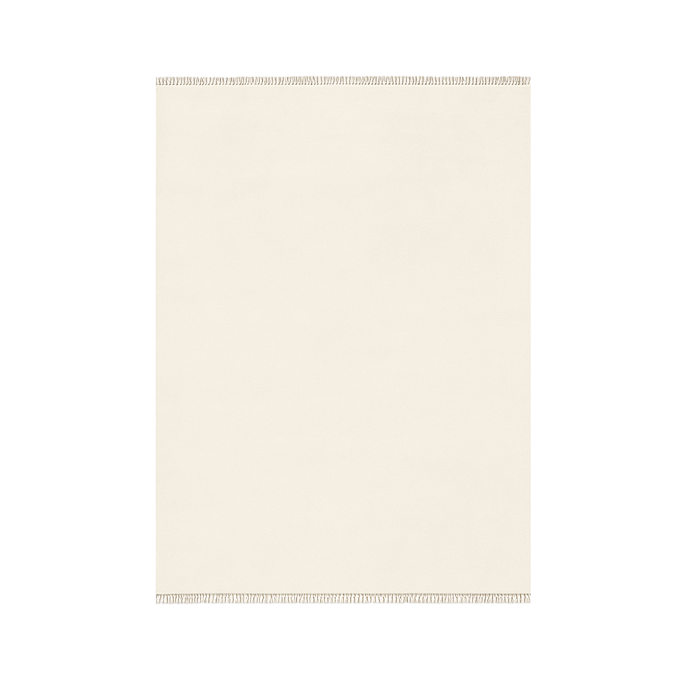 Beige rug with a subtle pattern on a white background