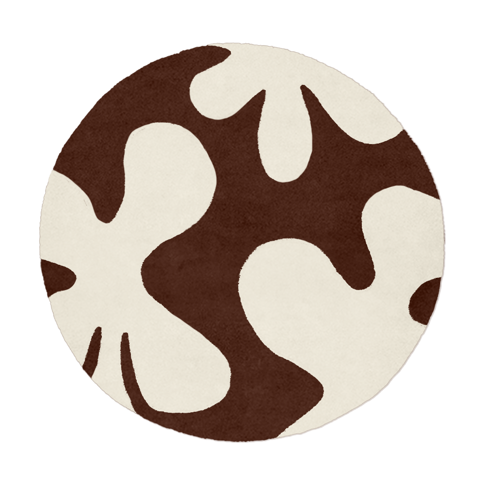 Customizable Abstract Floral Round Tufted Wool Rug