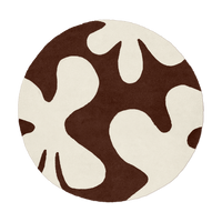 Customizable Abstract Floral Round Tufted Wool Rug
