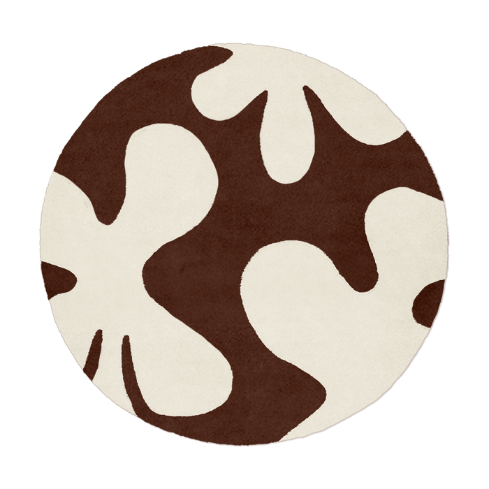 Customizable Abstract Floral Round Tufted Wool Rug