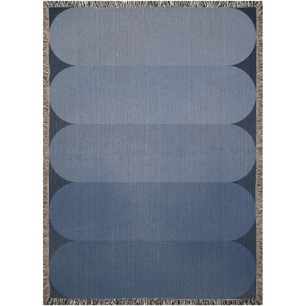 Blue Gradient Cotton Woven Throw Blanket