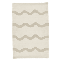 Soft cream and ivory wavy stripe rug, minimalist modern wool rug for calming living rooms and bedrooms