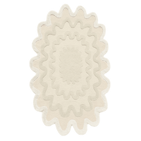 Ivory scalloped wool rug, modern organic wool rug for neutral bedrooms and farmhouse decor