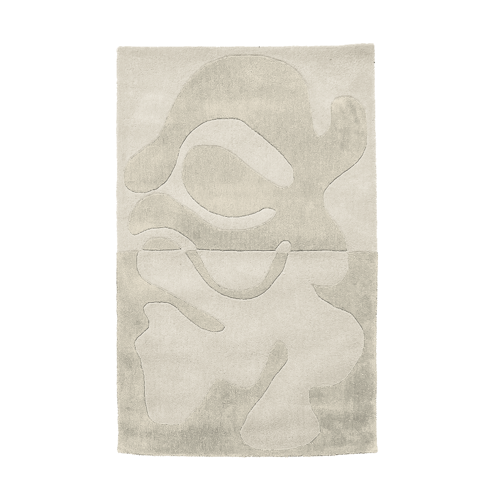 Cream tone-on-tone abstract rug, neutral modern wool rug for minimalist spaces