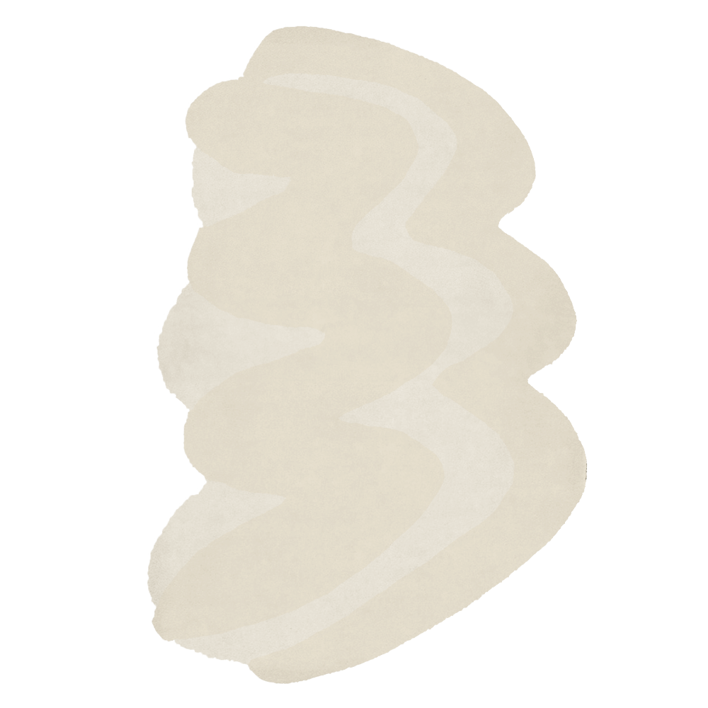 Neutral cream sculptural wool rug with hand-carved high-low texture and soft wavy abstract form