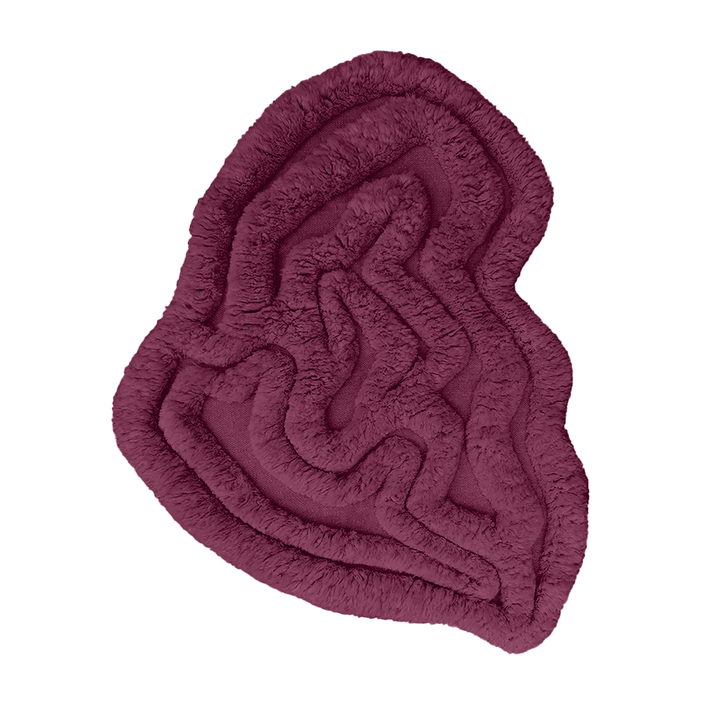 Large dark pink shag rug with thick sculpted texture, perfect as a bold statement rug in entryways