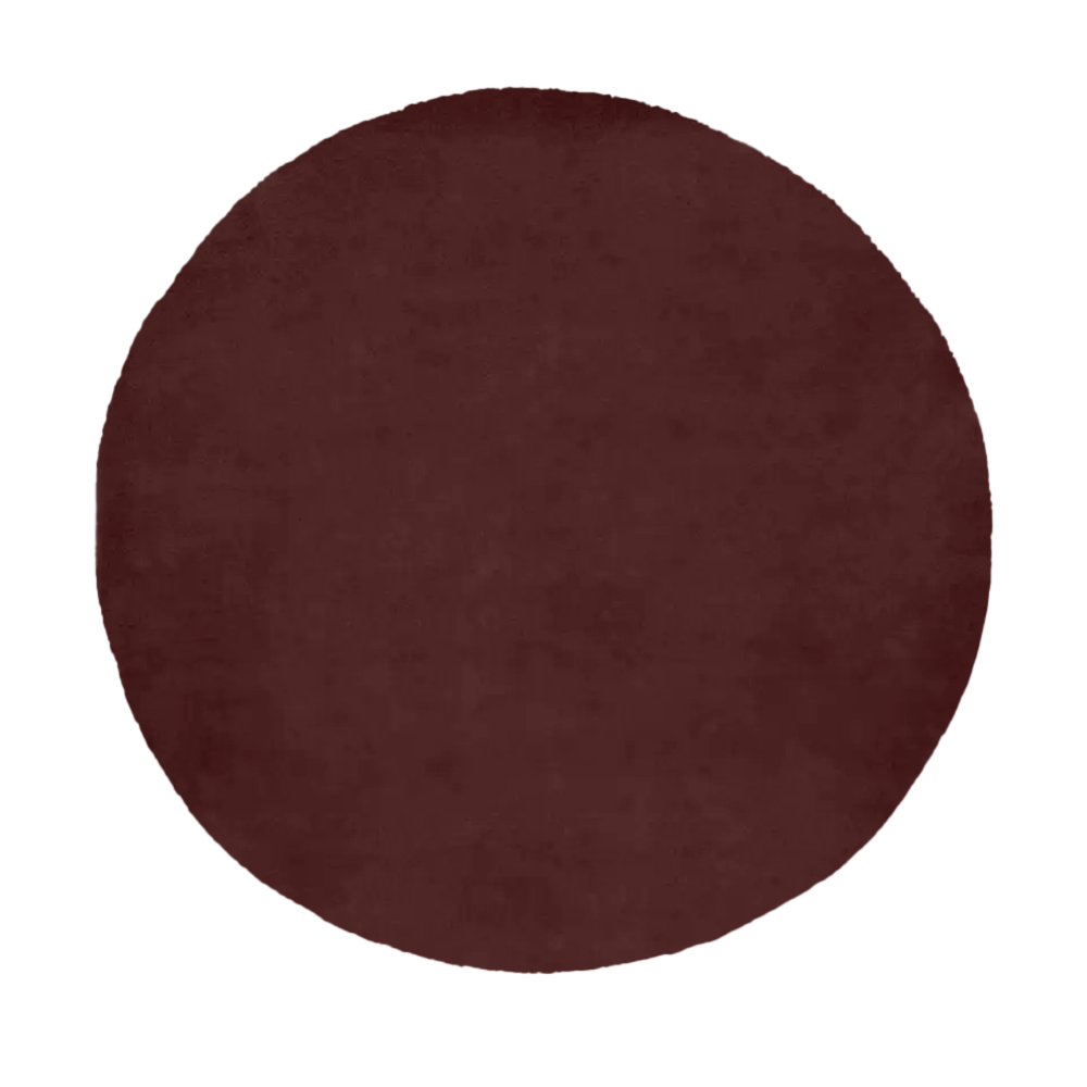 9 foot round wool rug in deep mahogany brown, great for modern boho spaces or dramatic living rooms