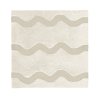 neutral off white square wool rug with wavy striped design