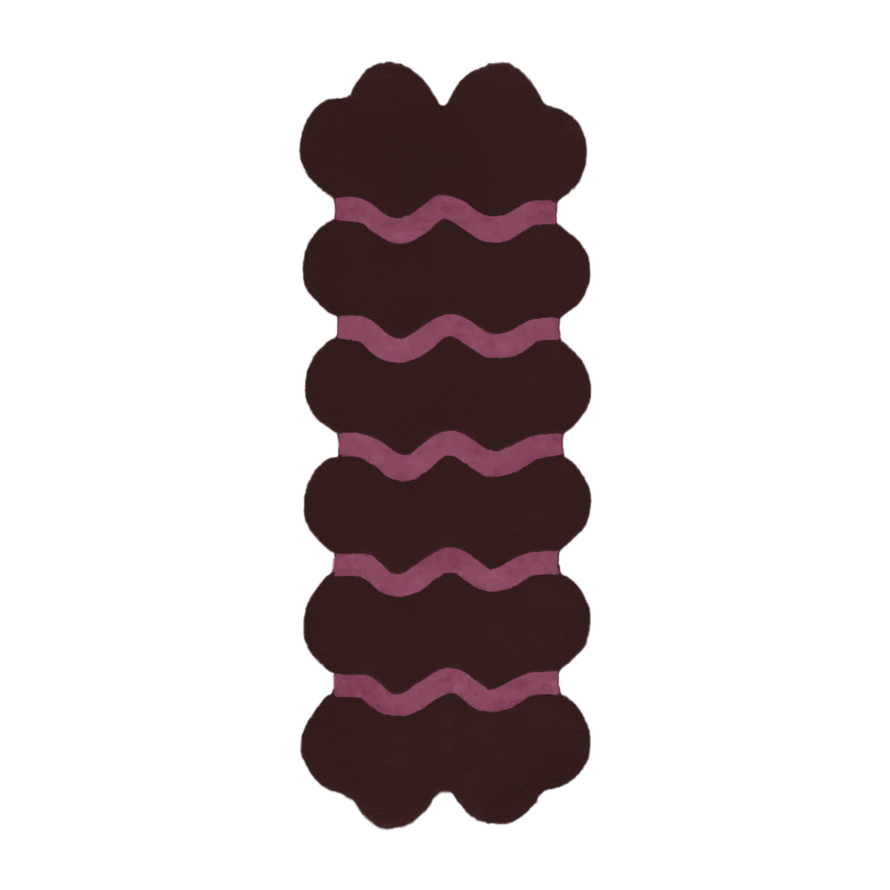 Rich burgundy and soft mauve wavy runner, perfect for warm-toned interiors, maximalist entryways, or adding drama to eclectic rooms.