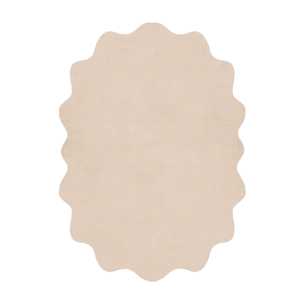 Beige scalloped border on a white background