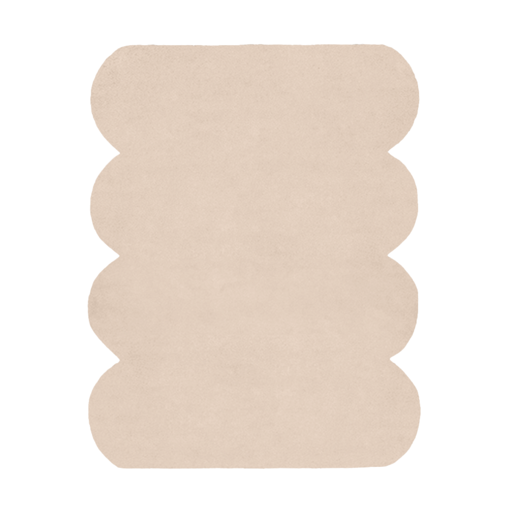 Beige rug with a wavy pattern on a white background
