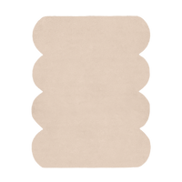 Beige rug with a wavy pattern on a white background