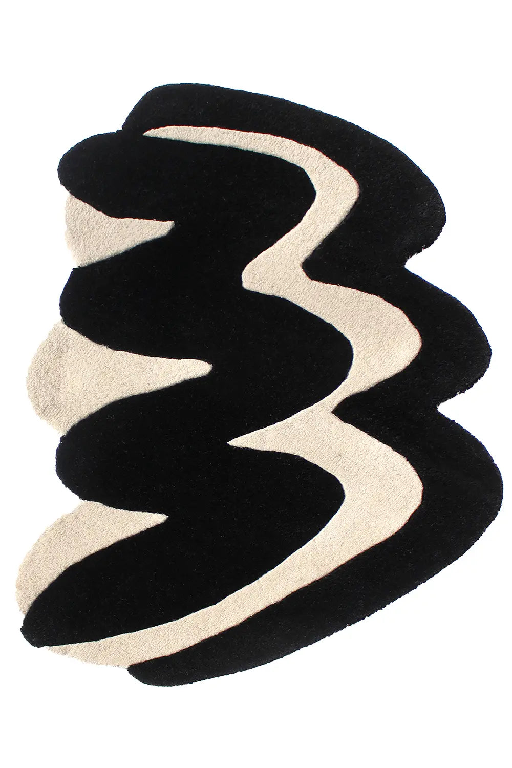 Wave Edge Rug Jubi Wavy Zig Zag Hand Tufted Wool Rug Modern Black and White Scalloped ...