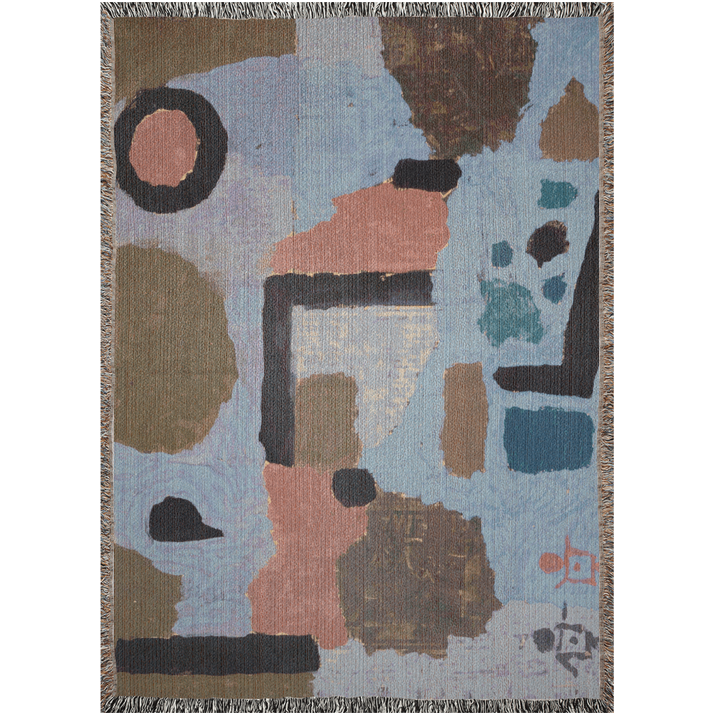 Paul Klee Blue Woven Throw Blanket, Cotton Abstract Blanket For Couch, Bed, Wall