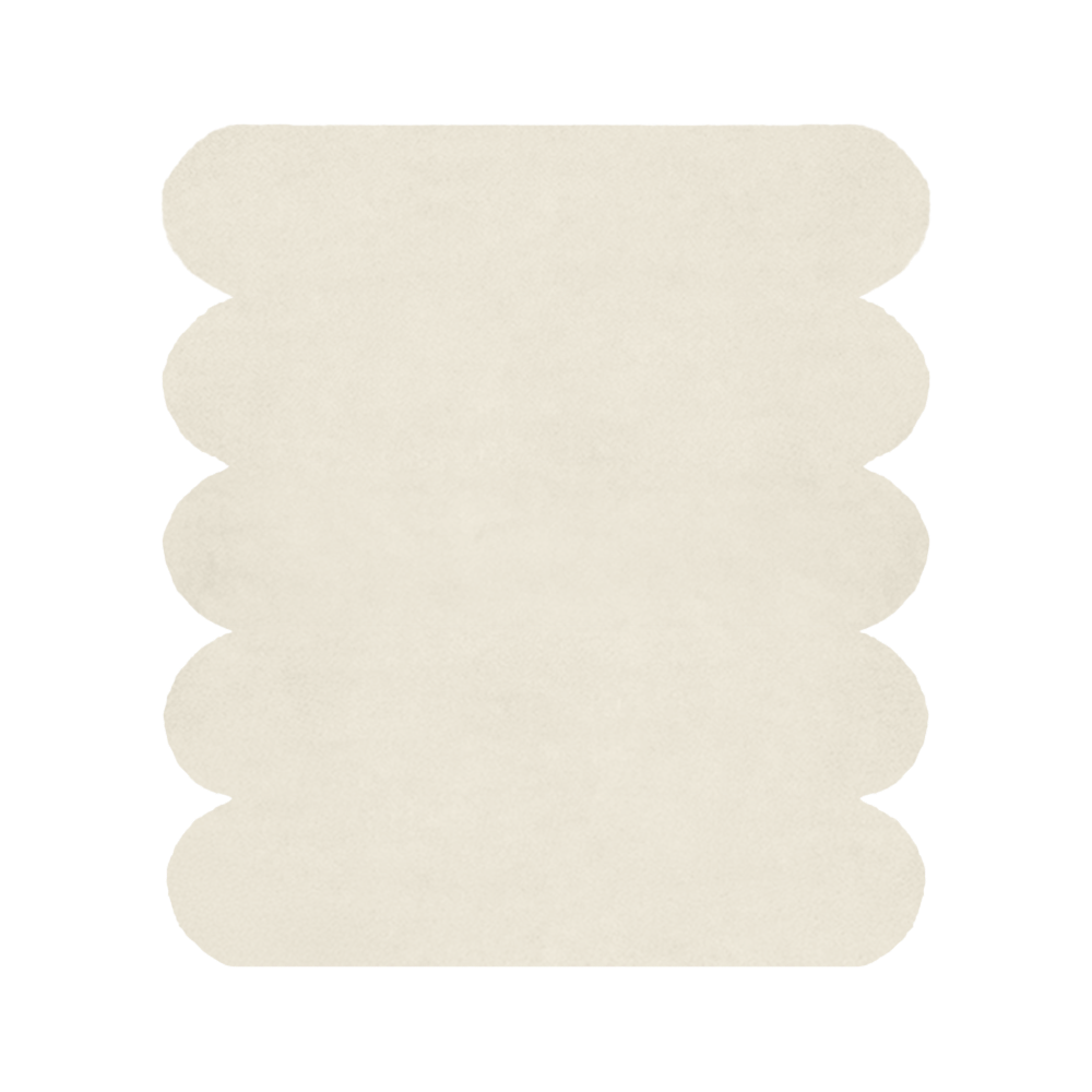 Beige textured rug with a ribbed pattern on a white background