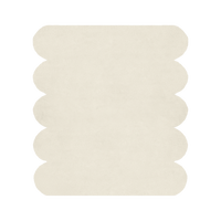 Beige textured rug with a ribbed pattern on a white background