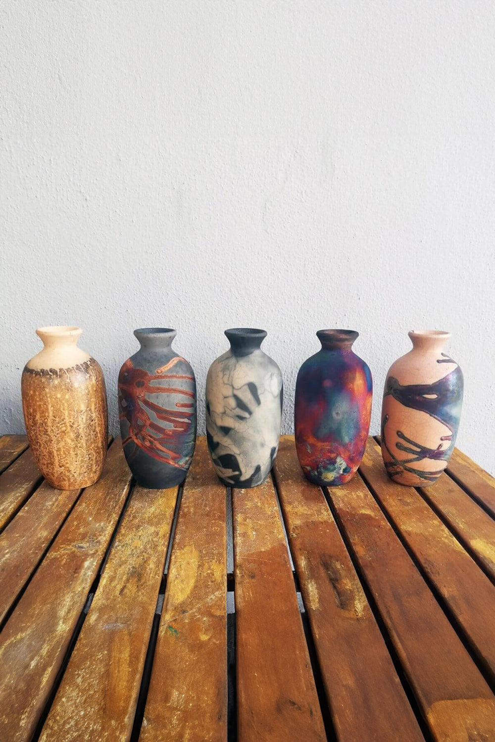 Ceramic Jug Raku Vase Set of Two