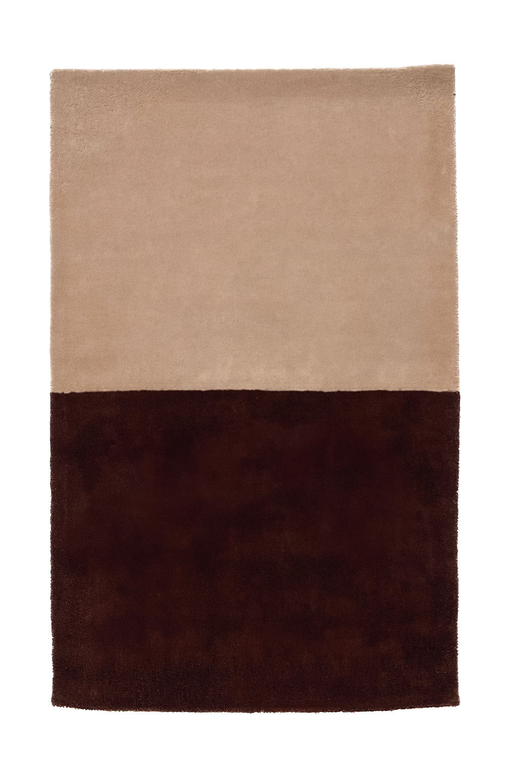 Classic Color Block Hand Tufted Wool Rug in Brown and Tanby Jubi