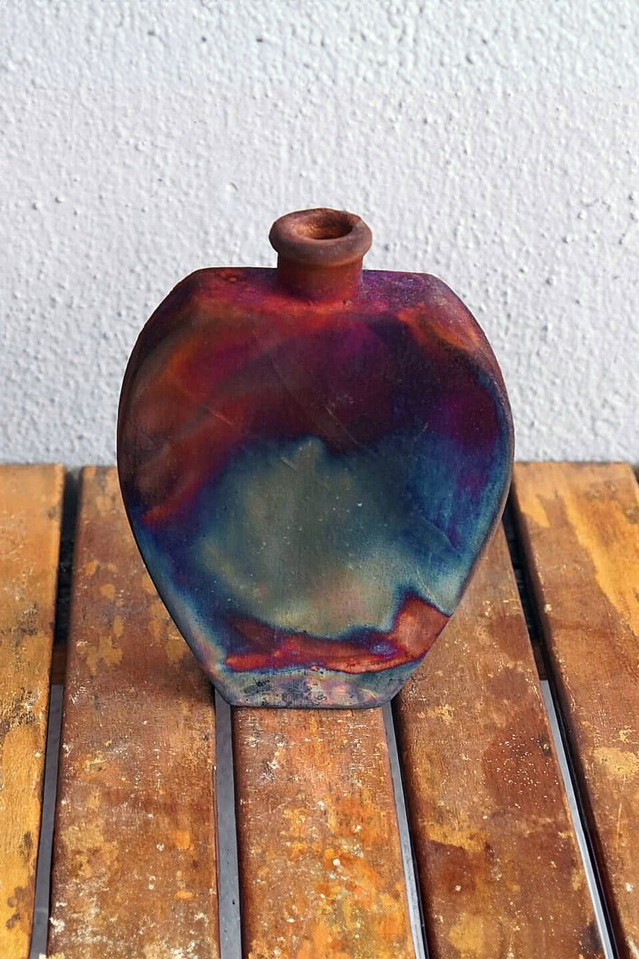 Heart Shaped Colorful Ceramic Raku Vase