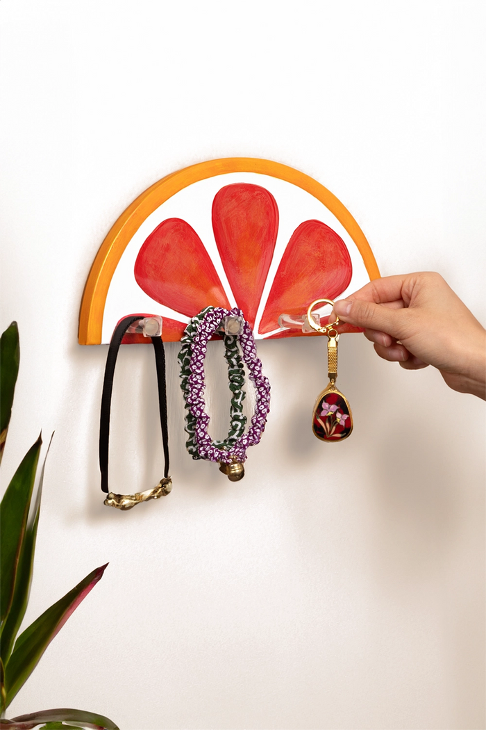 Blood Orange Slice Key Holder Wall Mount