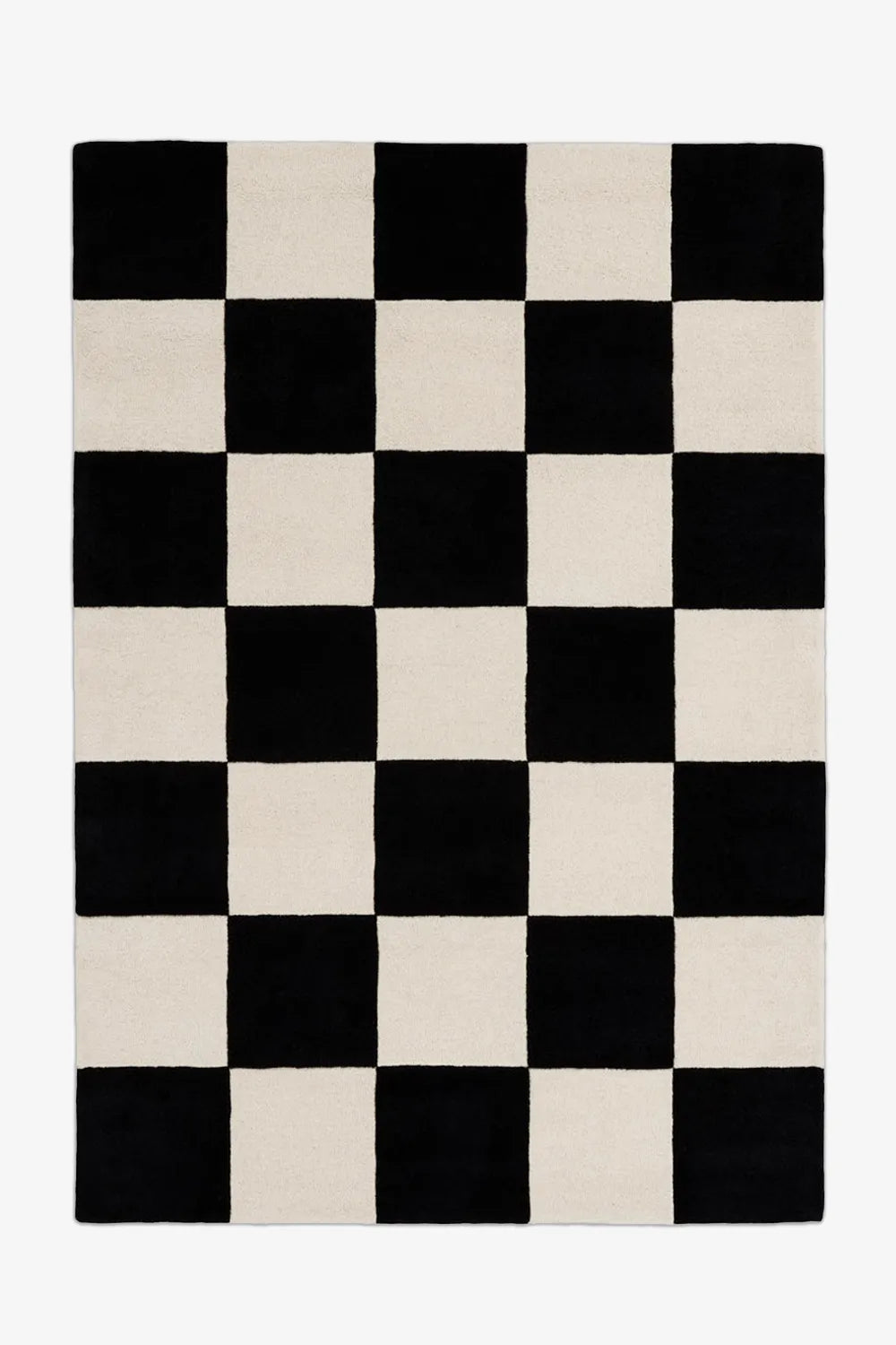 9x12 modern black and white checkered wool rug for living rooms, kitchens, or bedrooms