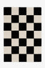 Black and White Big Checkered Hand-Tufted Wool Rug