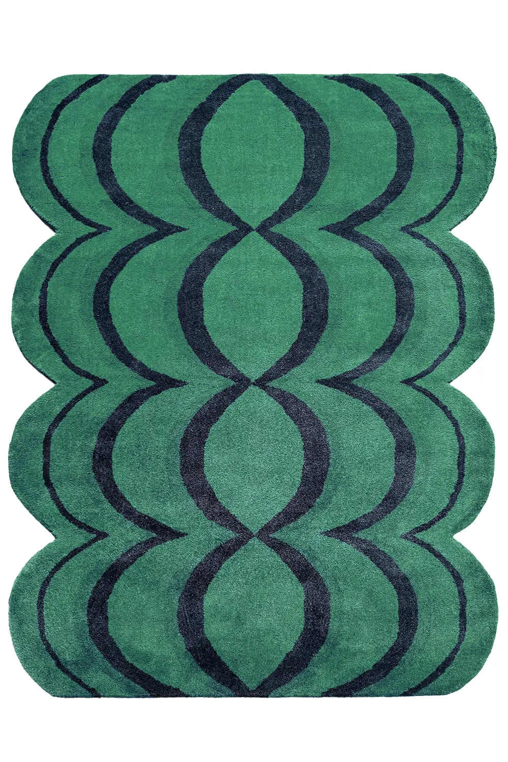 Green Ripple Wavy Tufted Wool Rug - Hand-Tufted Wool Rug for Living Rooms and Bedrooms
