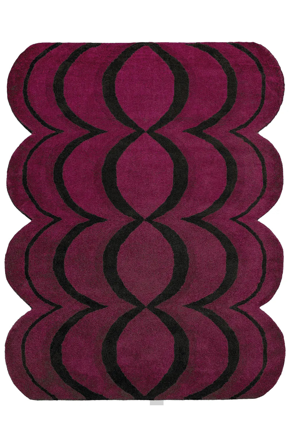 Modern 8x10 Ripple Wavy Tufted Wool Rug in Pink for Playroom or Nursery
