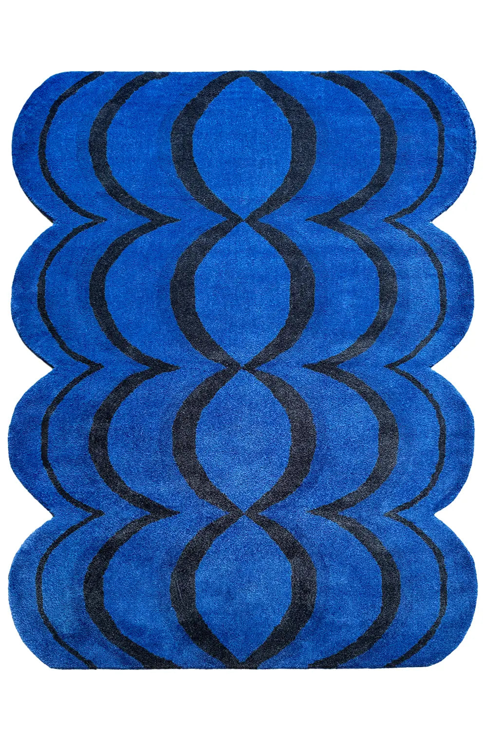 Ripple Wavy Tufted Wool Rug in Blue with Modern Wavy Design - Available in Custom Sizes
