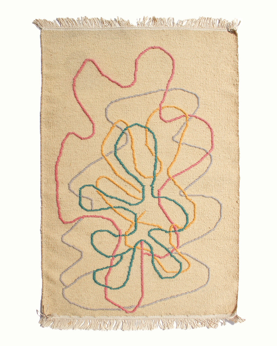 Squiggly Tan Woven Durrie Rug
