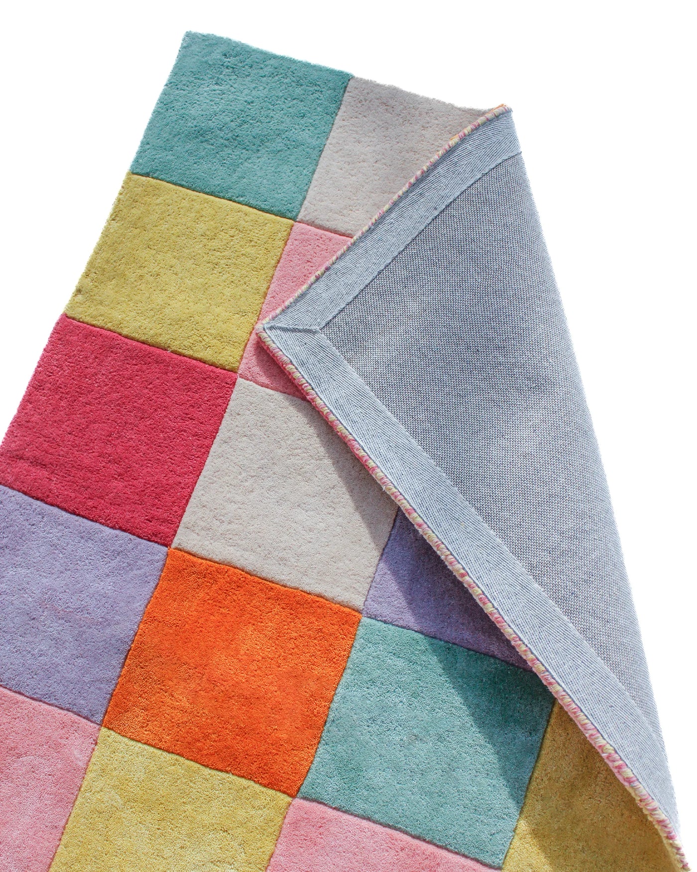 Colorful Checkered Hand Tufted Wool Rug