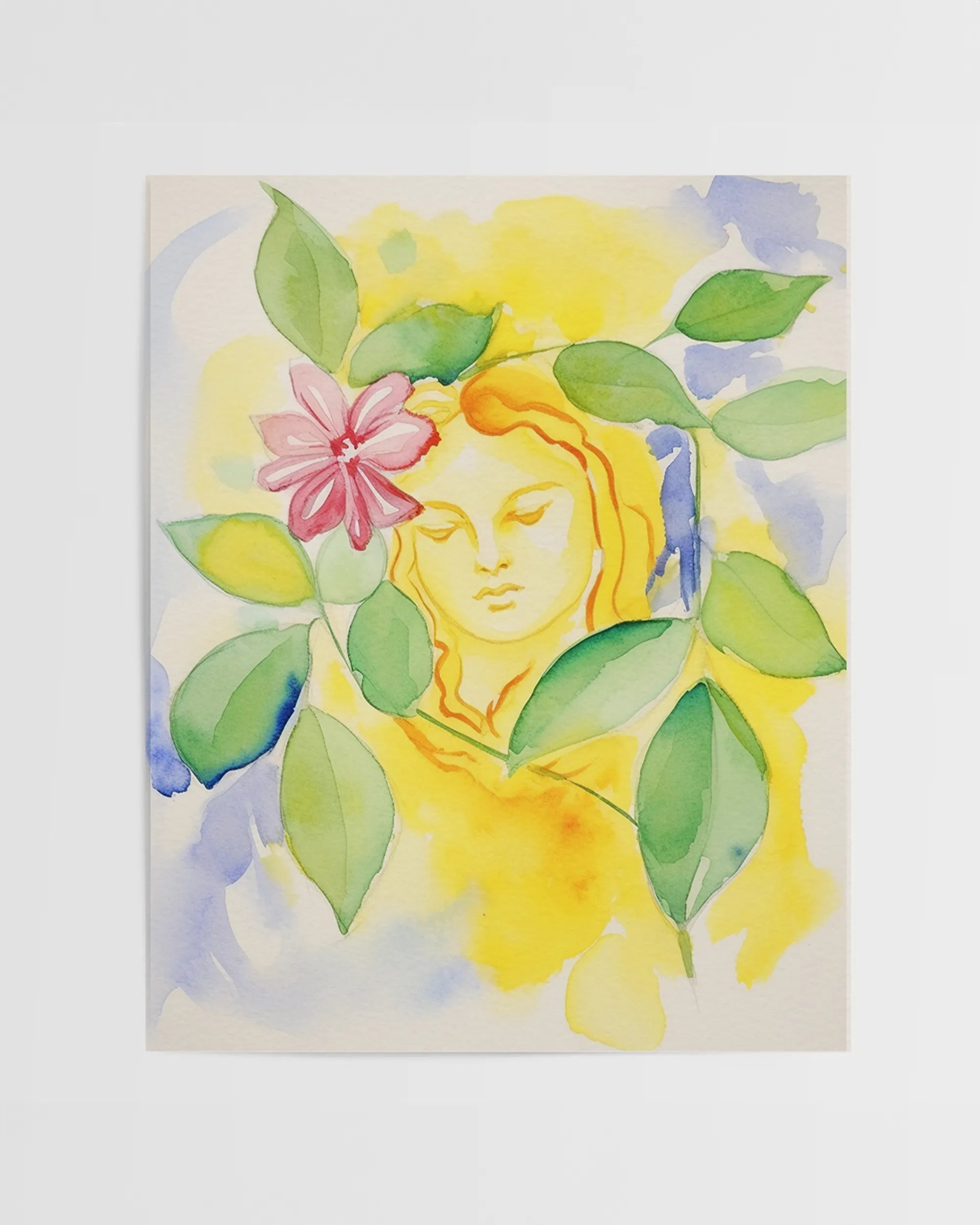 Lemon Veil Ethereal Woman Watercolor Art Print