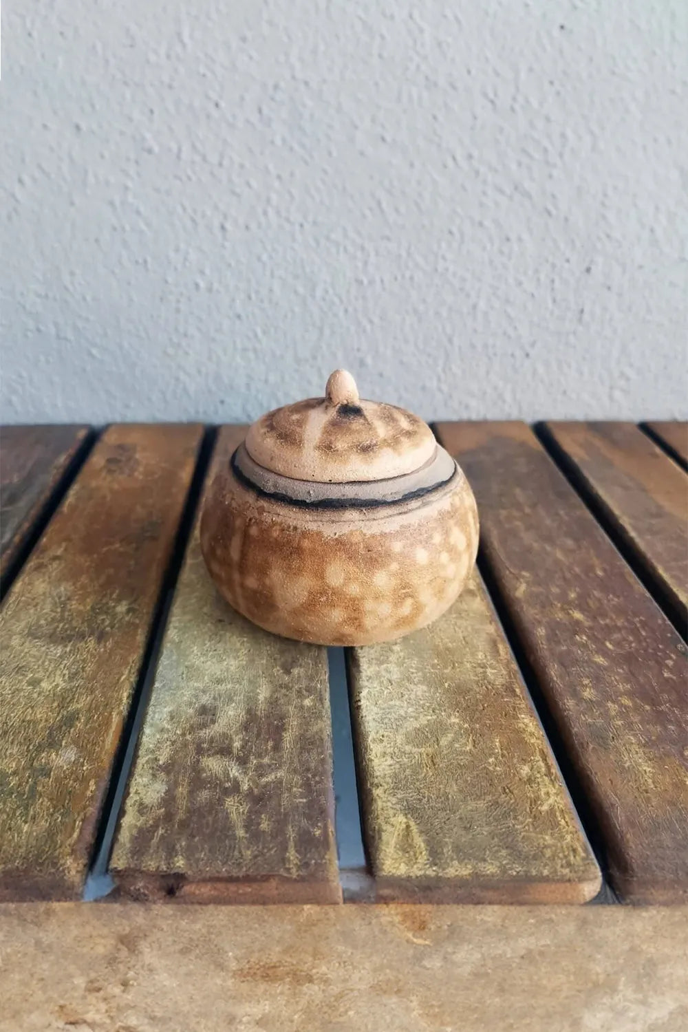 Mini Raku Pottery Jar with Lid