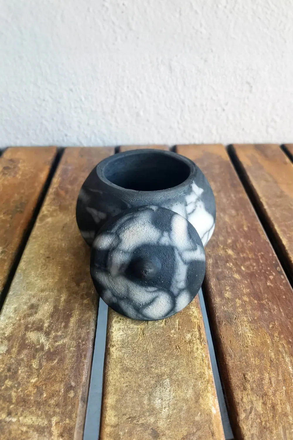 Mini Raku Pottery Jar with Lid