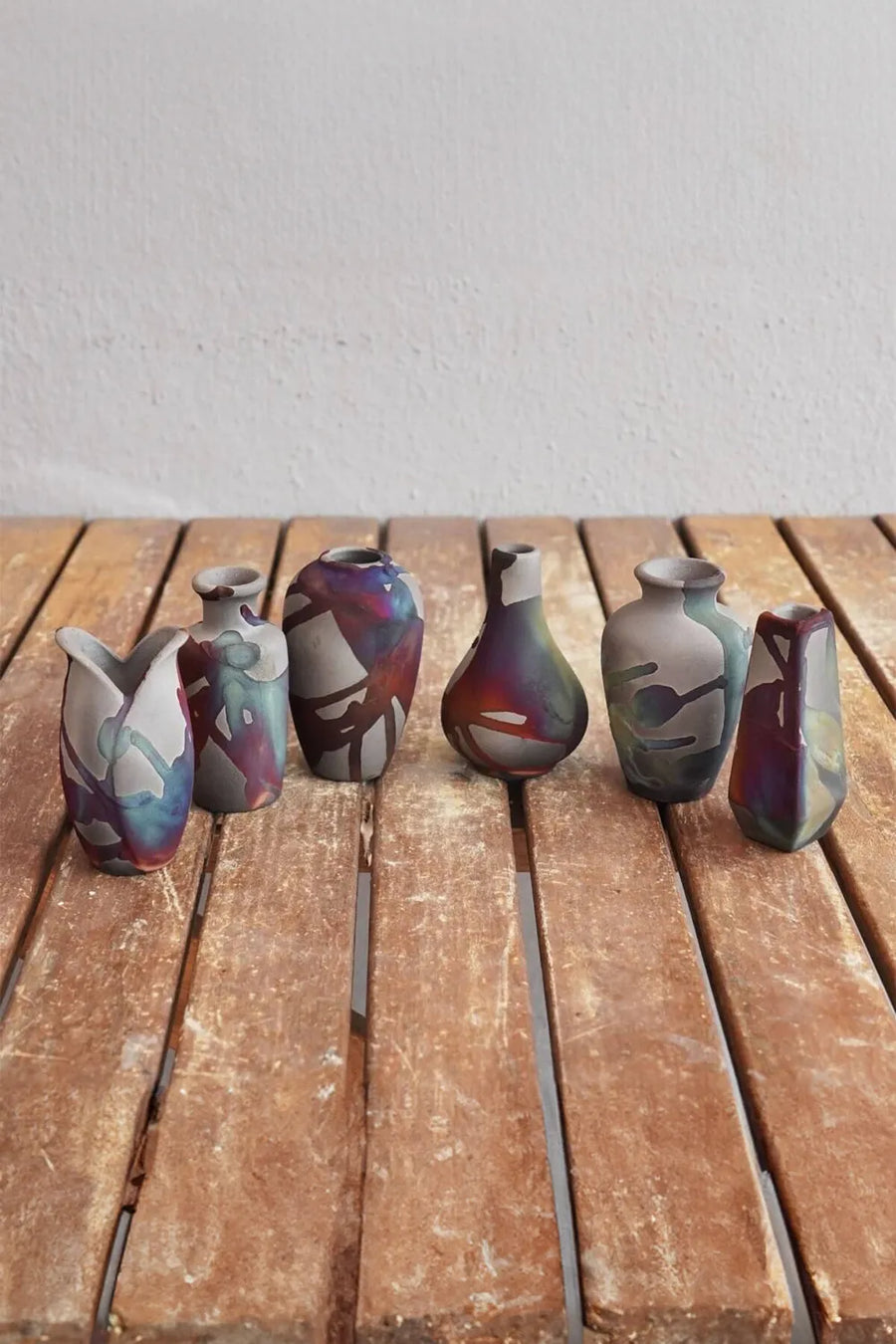 Mini Raku Pottery Mulitcolor Vase Set